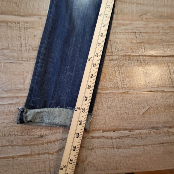 ReRock Express Jeans Womens 4 Dark Blue Skinny Distressed Denim Preppy Normcore - Picture 7 of 11